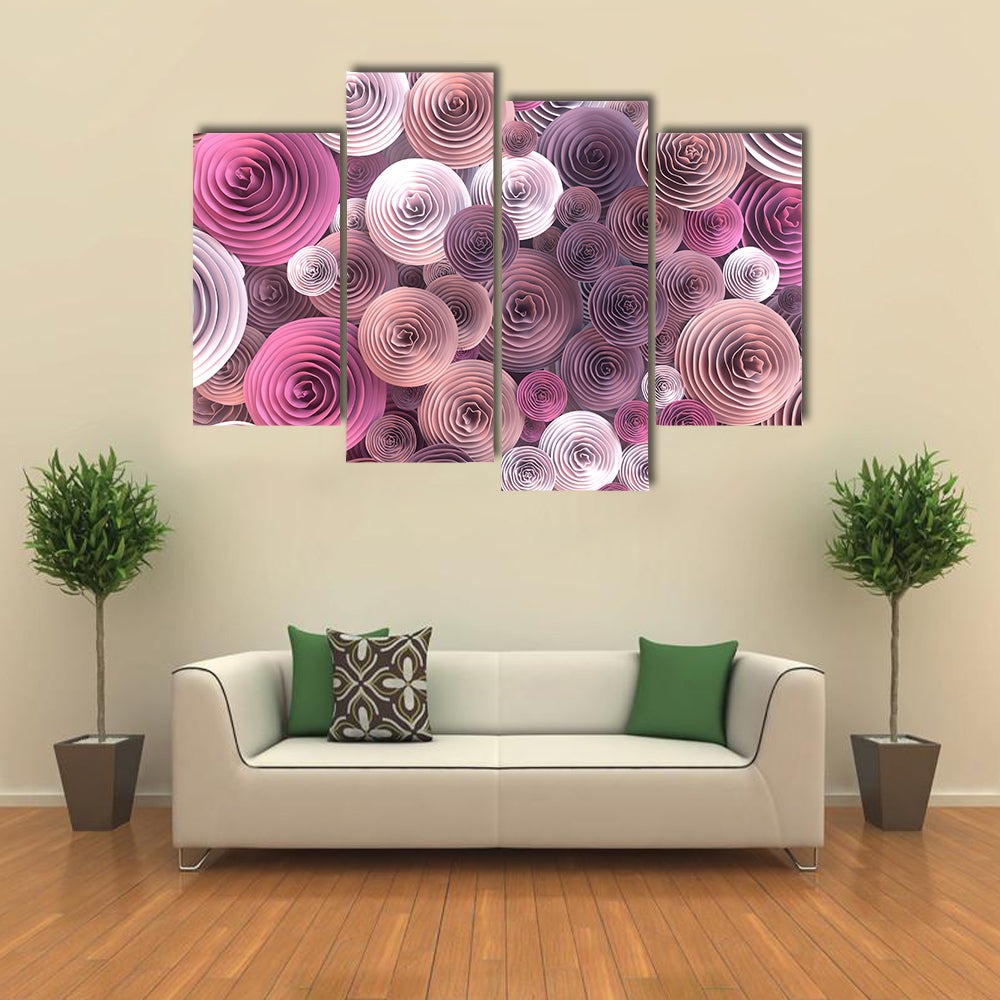 Quilled Paper Roses Abstract Canvas Wall Art