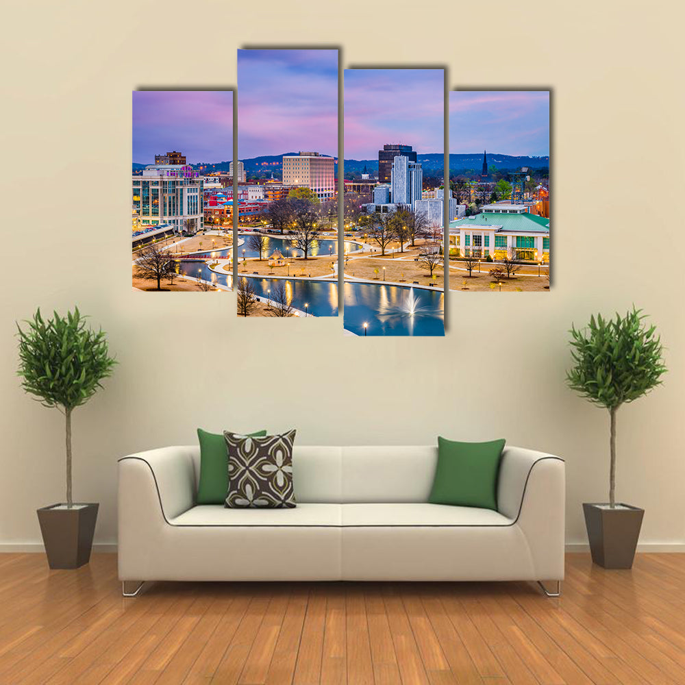 Huntsville Cityscape at Twilight Canvas Wall Art