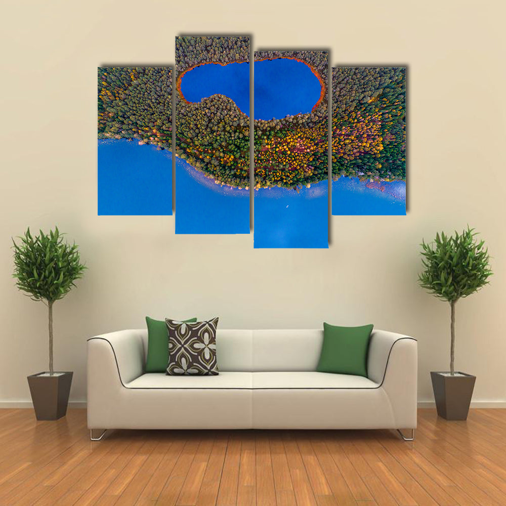 Two Lakes In Lithuanian Forest Canvas Wall Art