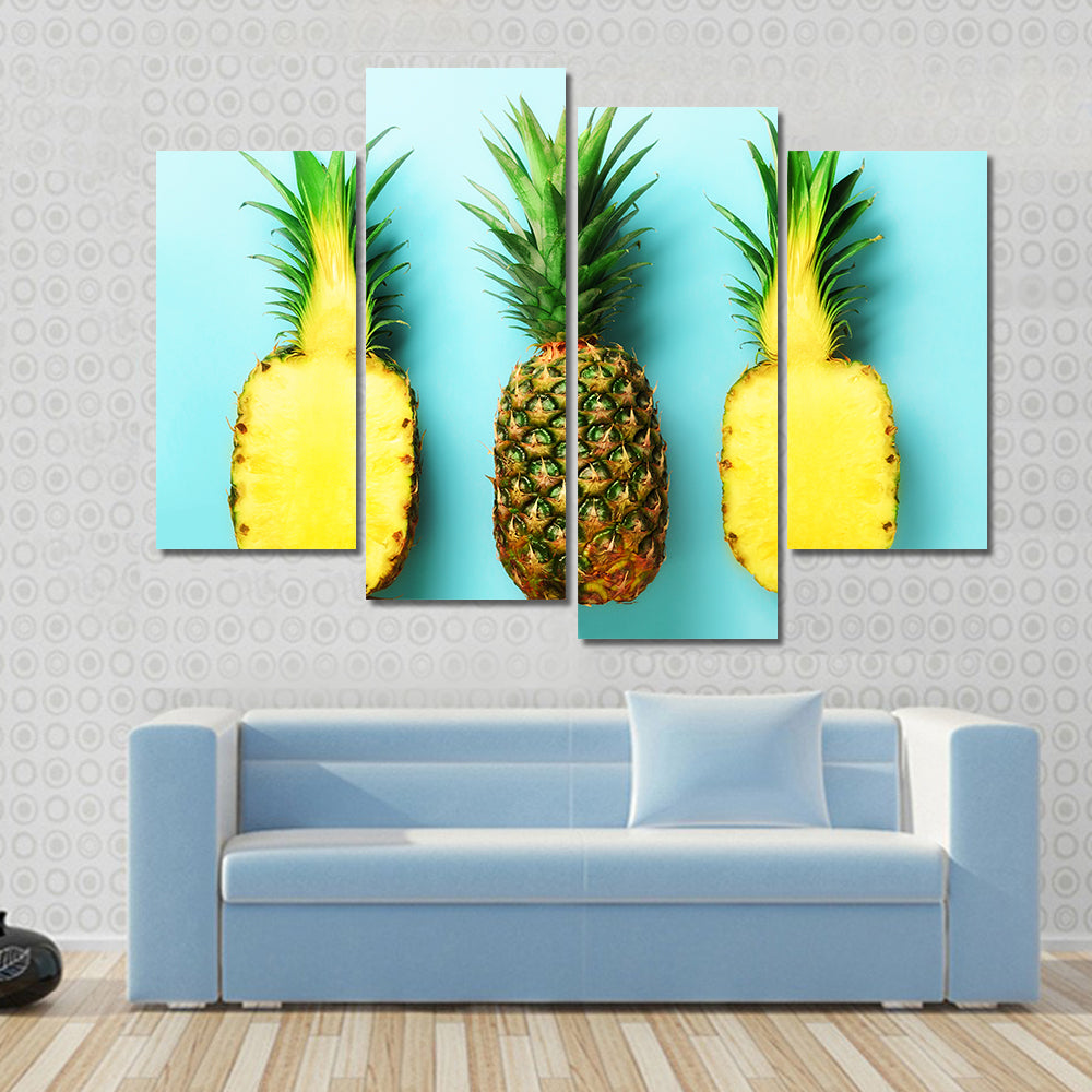 Three Pineapples in a Row Canvas Wall Art