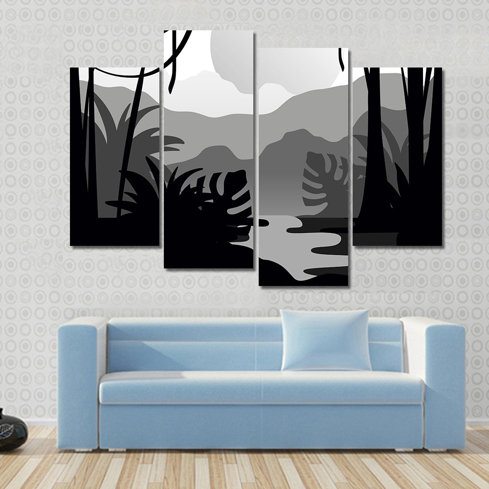 Tropical Forest Silhouette Canvas Wall Art