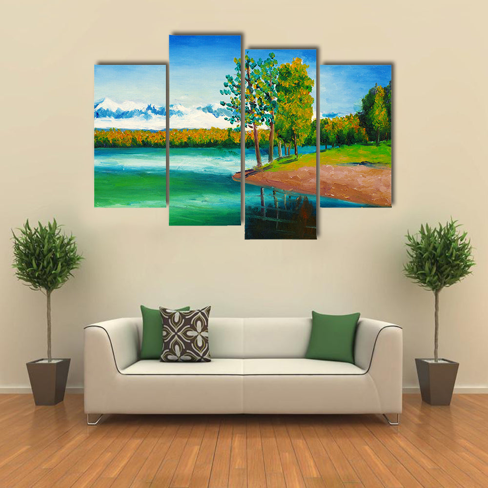 Peaceful Mountain Lake Canvas Wall Art