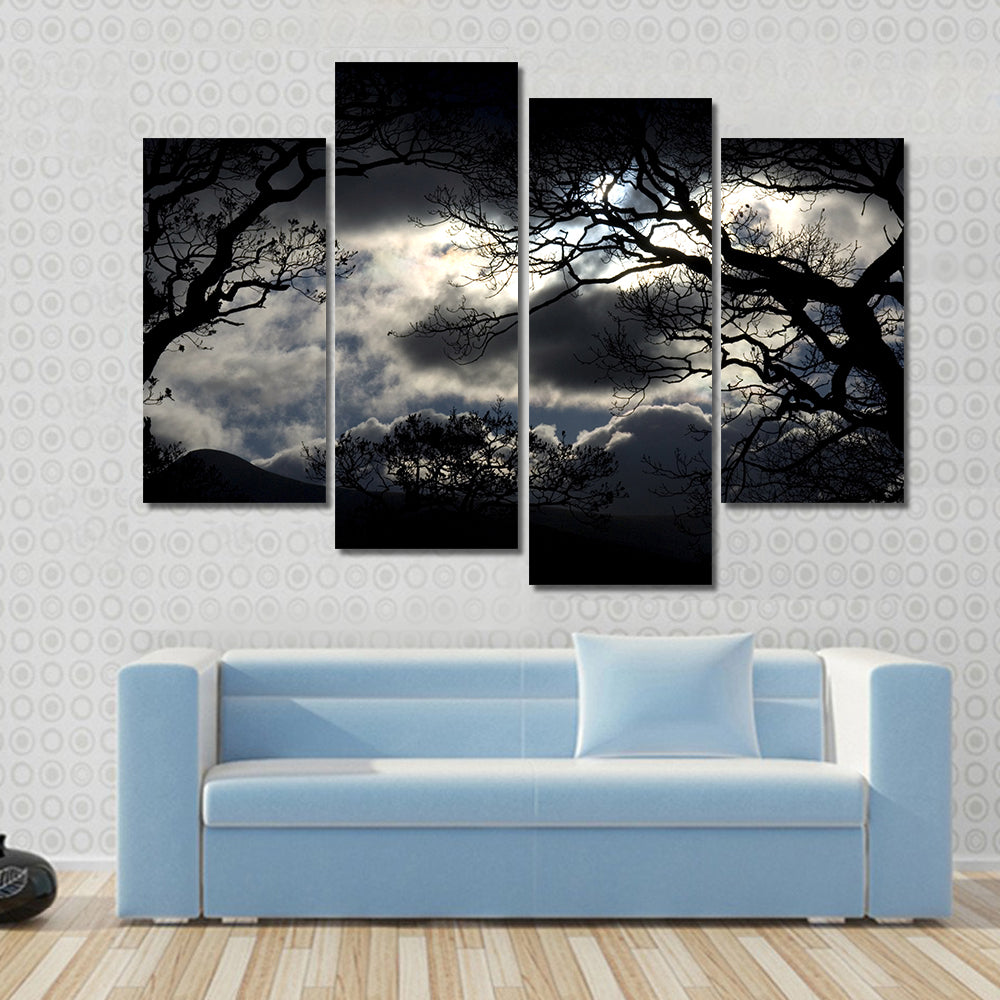 Silhouetted Trees Under Storm Clouds Canvas Wall Art