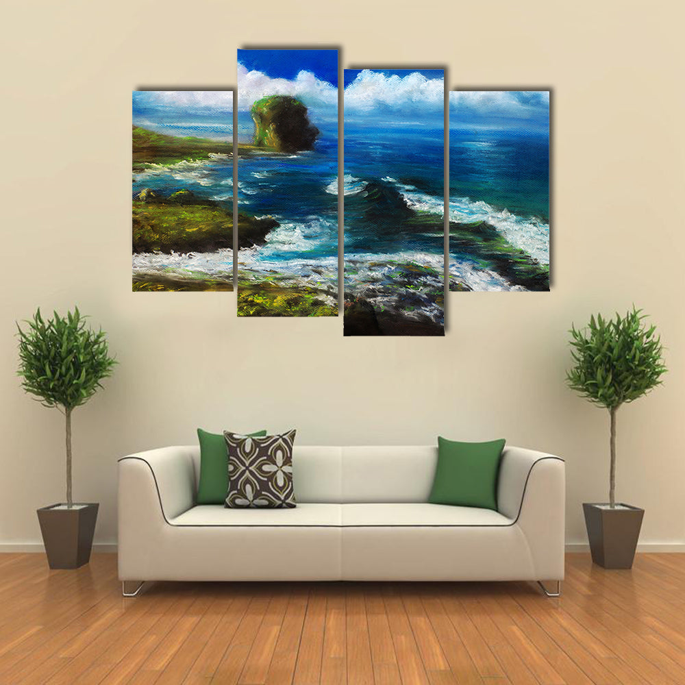 Coastal Landscape with Sea Stack Canvas Wall Art
