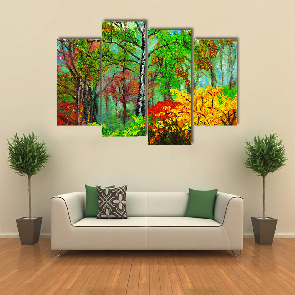 Birch Forest Oil Painting Canvas Wall Art