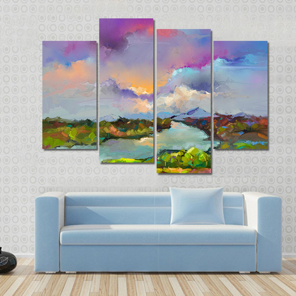 Semi-abstract River Landscape Canvas Wall Art