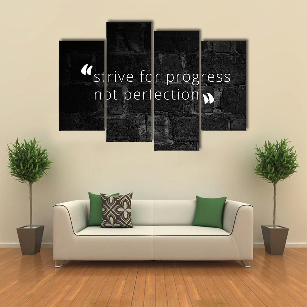 Strive for Progress Not Perfection Quote Canvas Wall Art
