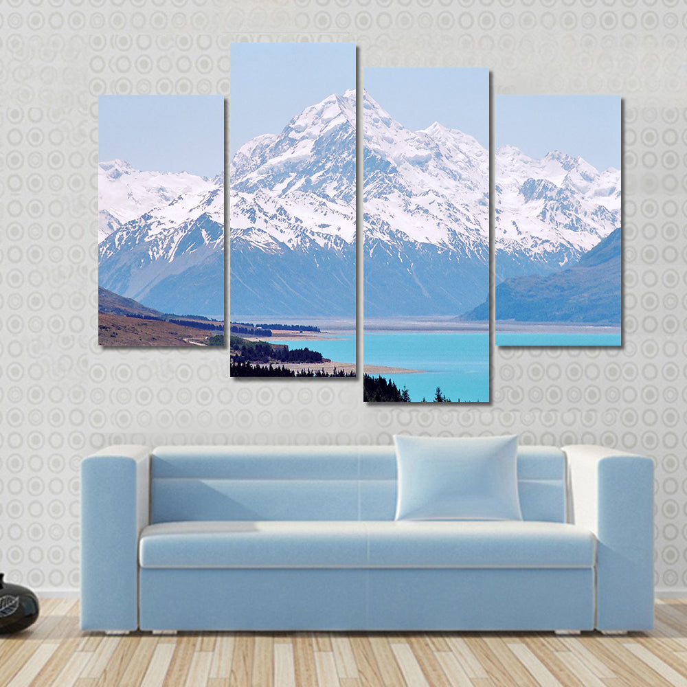 Mount Cook Over Turquoise Lake Pukaki Canvas Wall Art