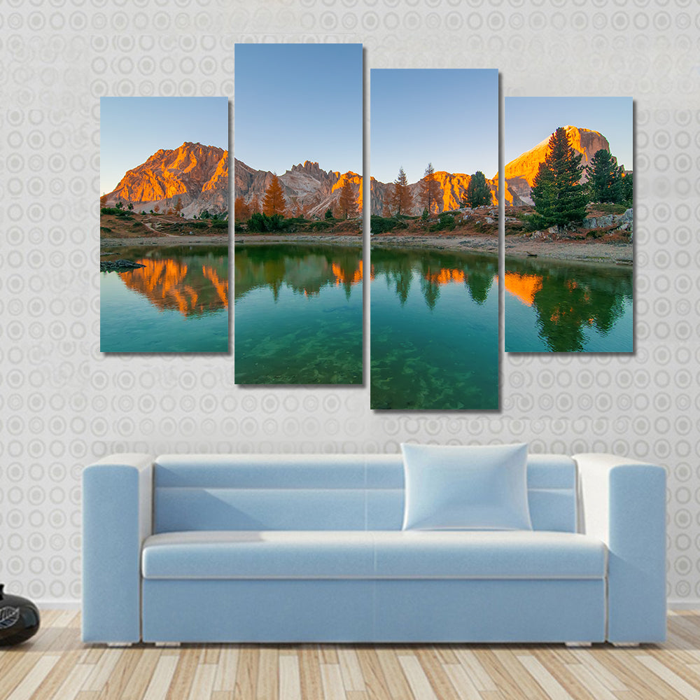 Limides Lake Reflection at Golden Hour Canvas Wall Art
