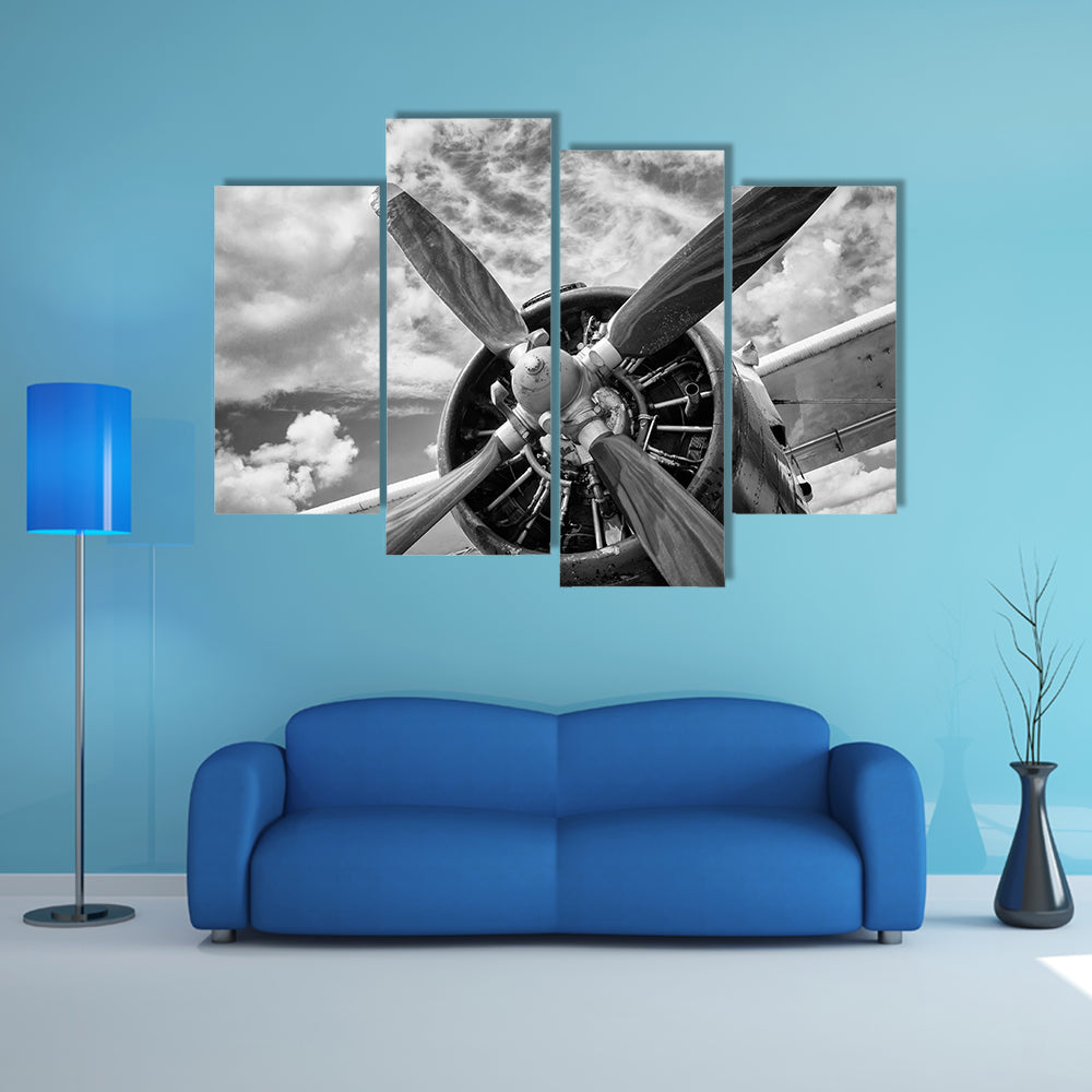 Vintage Airplane Propeller Close-up Canvas Wall Art