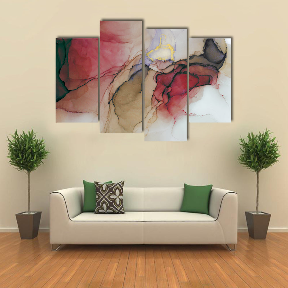 Alcohol Ink Abstract with Gold Accents Canvas Wall Art