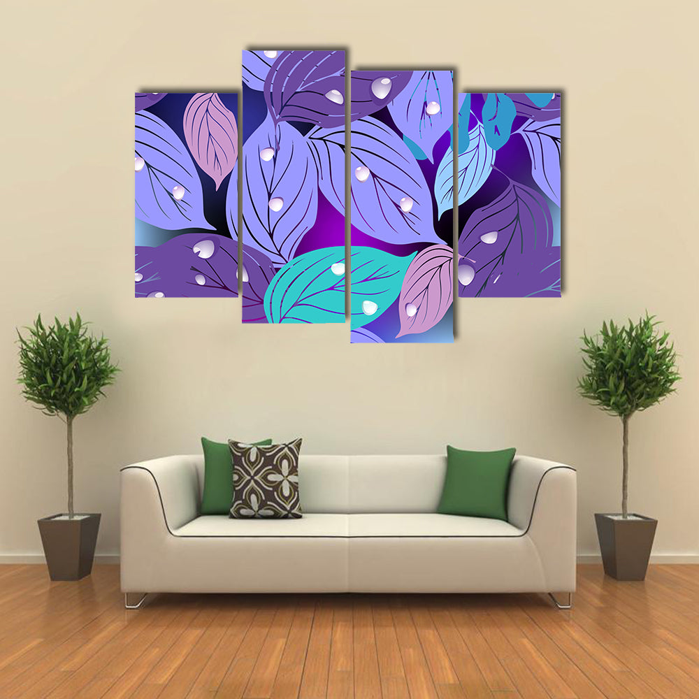 Purple Teal Leaf Texture Canvas Wall Art