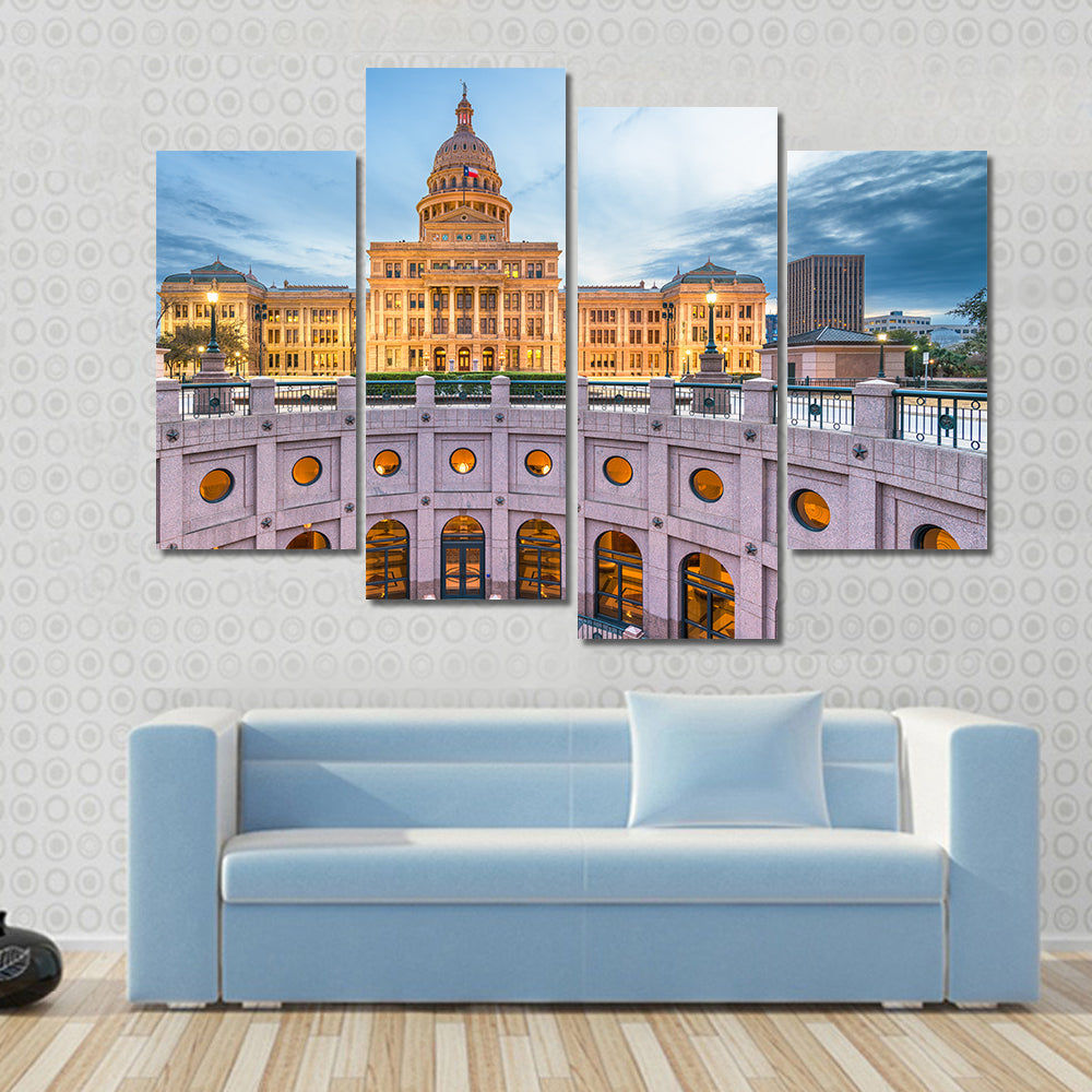 Austin State Capitol at Blue Hour Canvas Wall Art