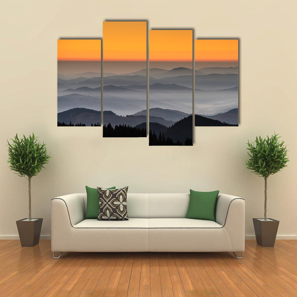 Rarau Mountain At Sunrise In Romania Canvas Wall Art