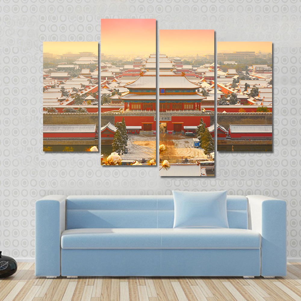 Forbidden City Snow at Sunset Canvas Wall Art