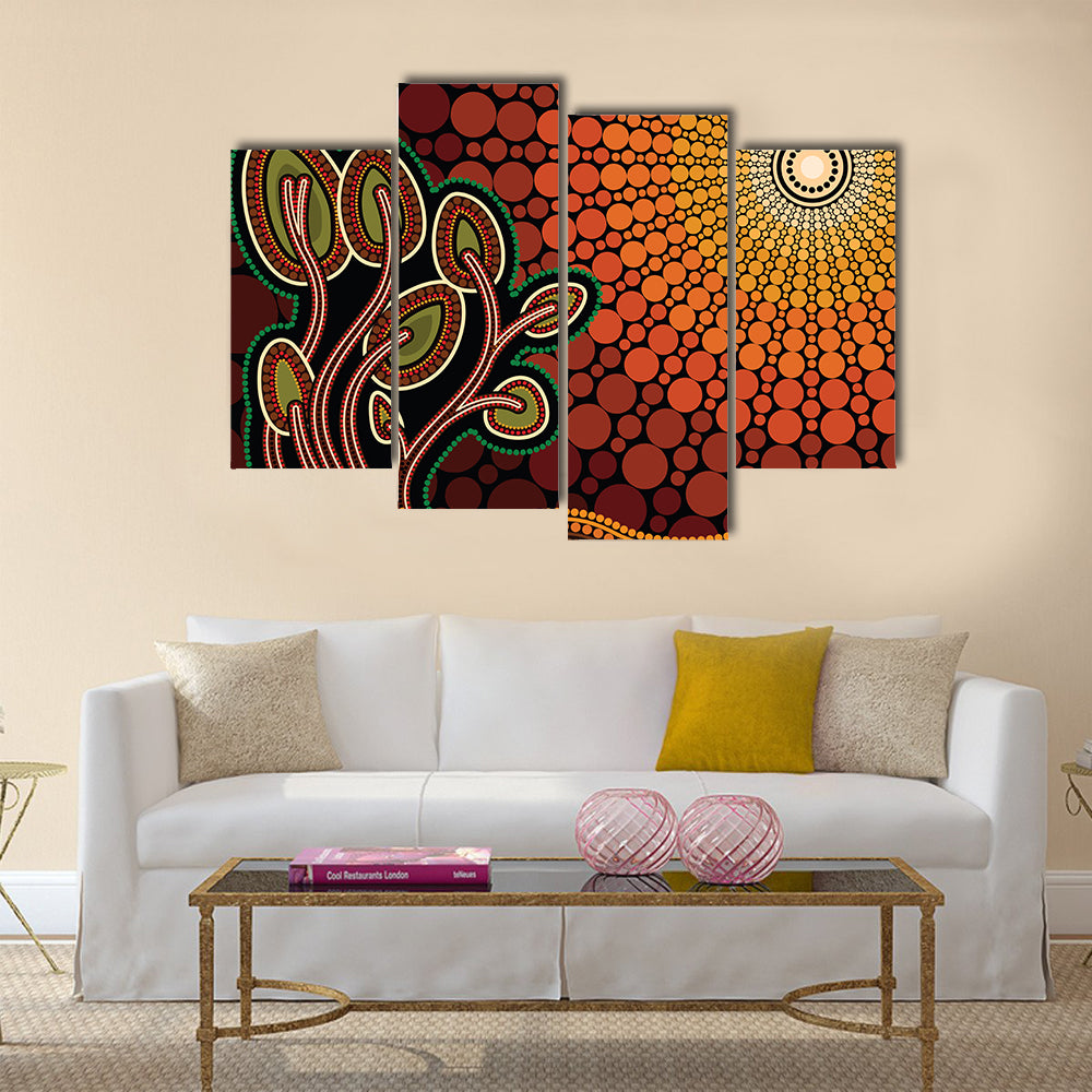 Aboriginal Tree on Hill Canvas Wall Art