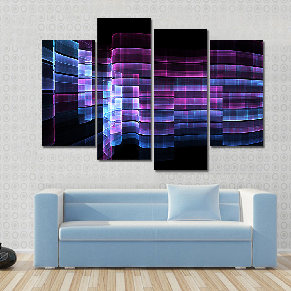 Futuristic Digital Grid Abstract Canvas Wall Art