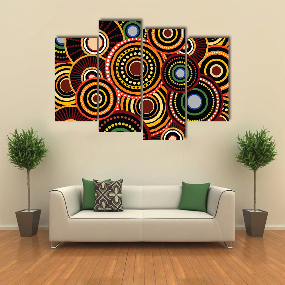 Concentric Dotted Circle Pattern Canvas Wall Art