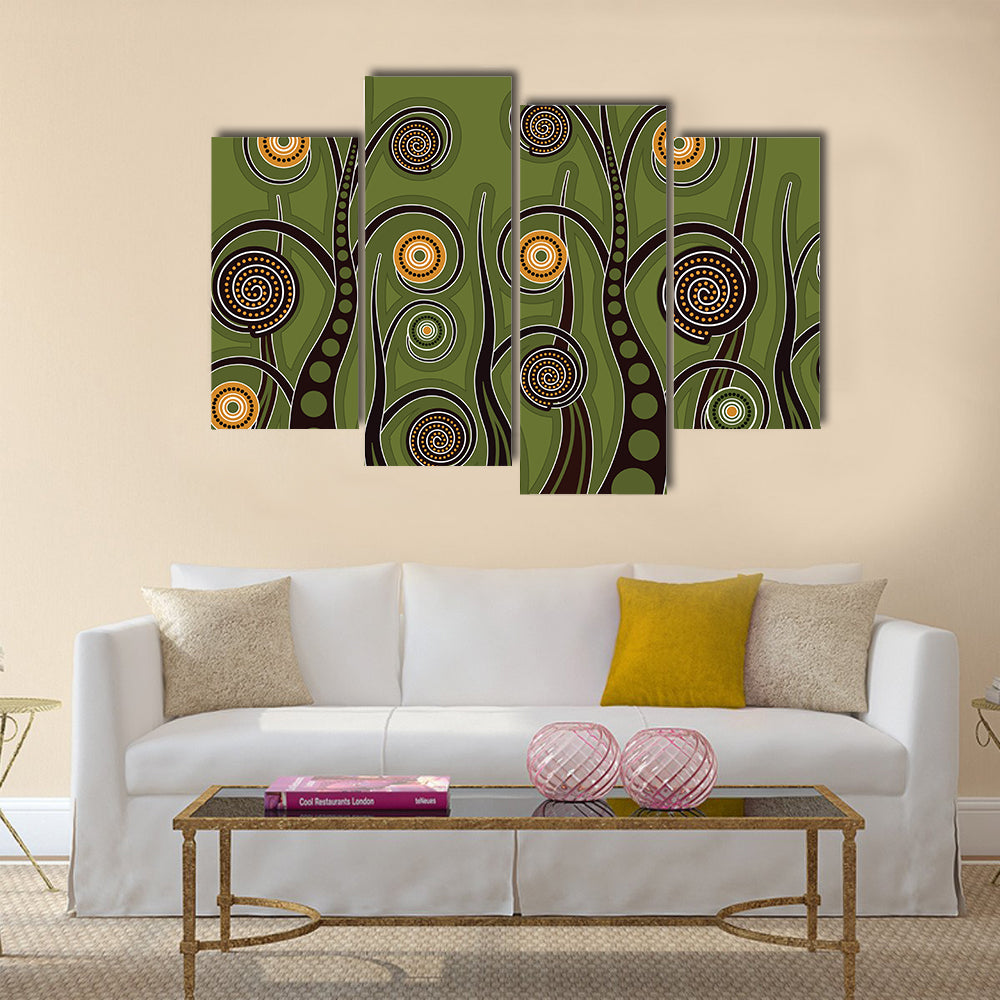 Olive Dotted Tree Dot Painting Canvas Wall Art