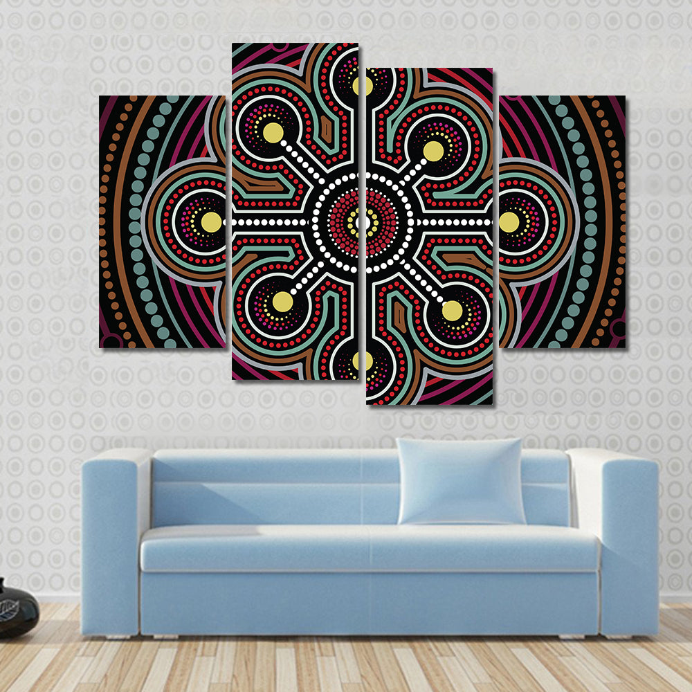 Aboriginal Dot Mandala Design Canvas Wall Art