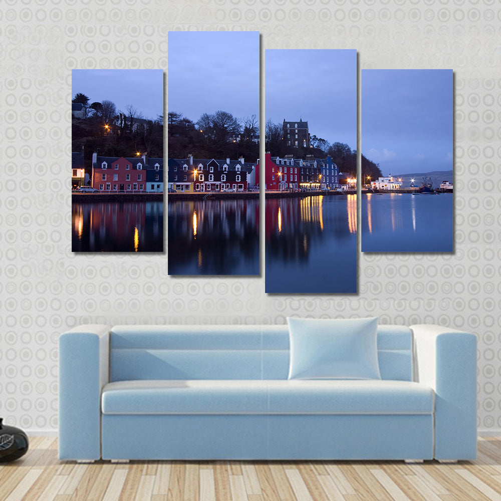 Tobermory Harbor Reflections at Twilight Canvas Wall Art