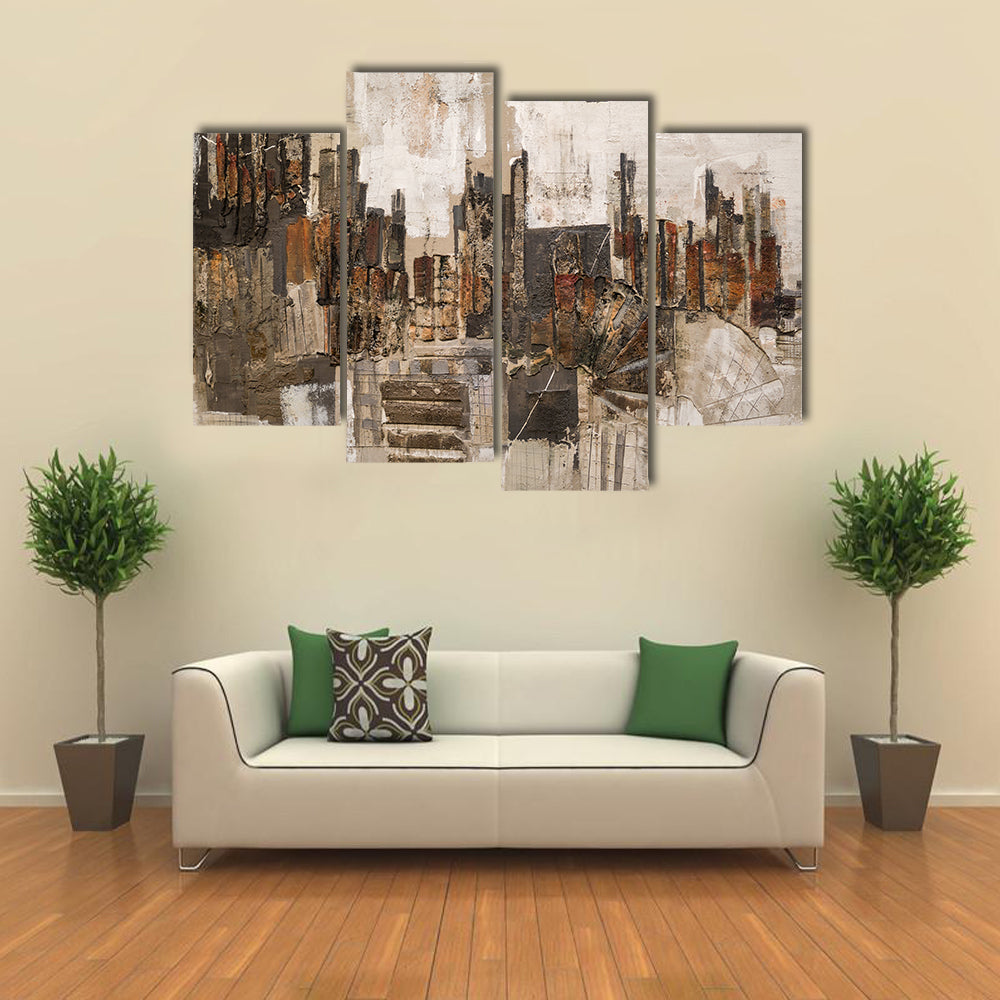 Textured Abstract Urban Skyline Canvas Wall Art