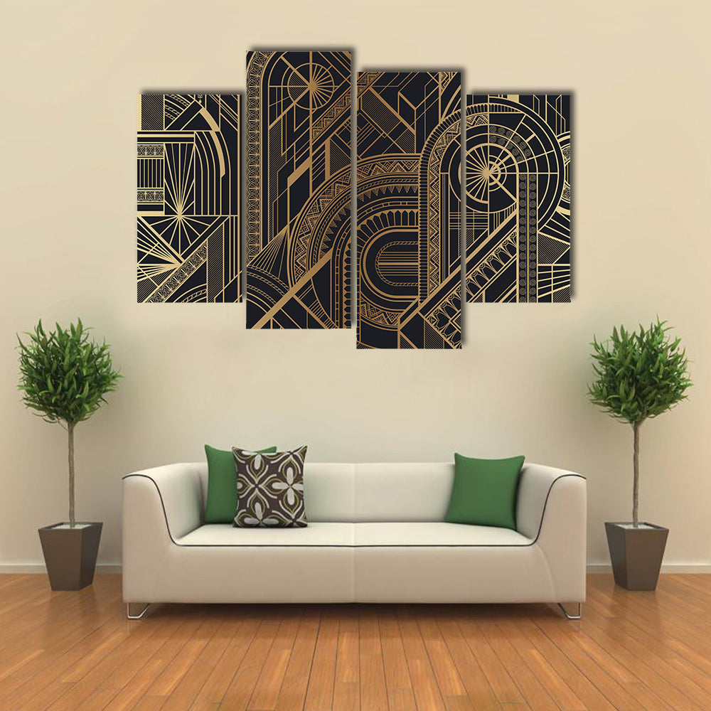 Circles and Ornaments Pattern Canvas Wall Art
