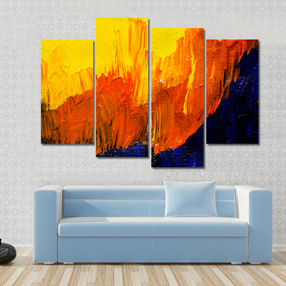 Bold Impasto Brushstrokes in Warm and Cool Hues Canvas Wall Art
