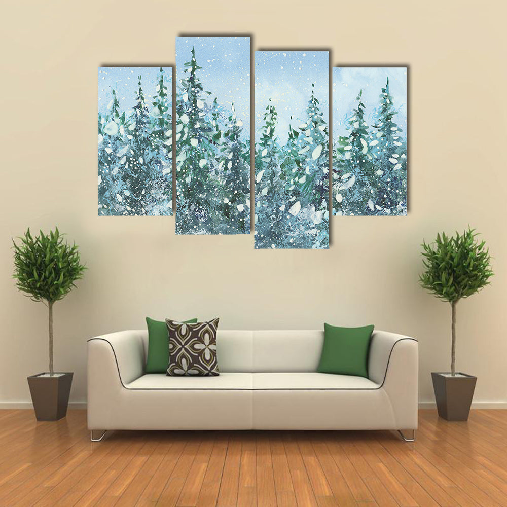 Spruce Forest in Falling Snow Canvas Wall Art