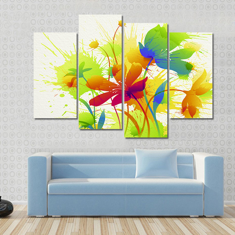 Colorful Abstract Floral Burst Canvas Wall Art