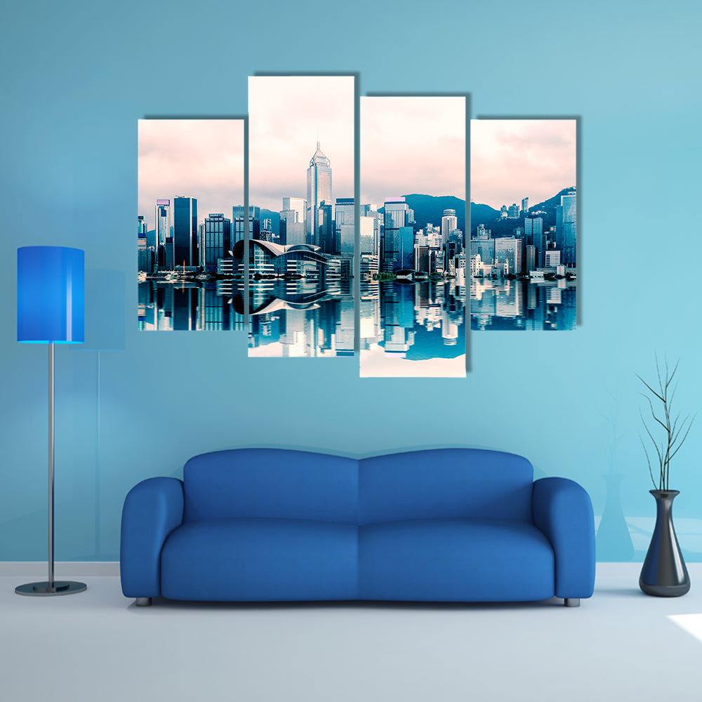 Hong Kong Cityscape At Victoria Harbour Canvas Wall Art