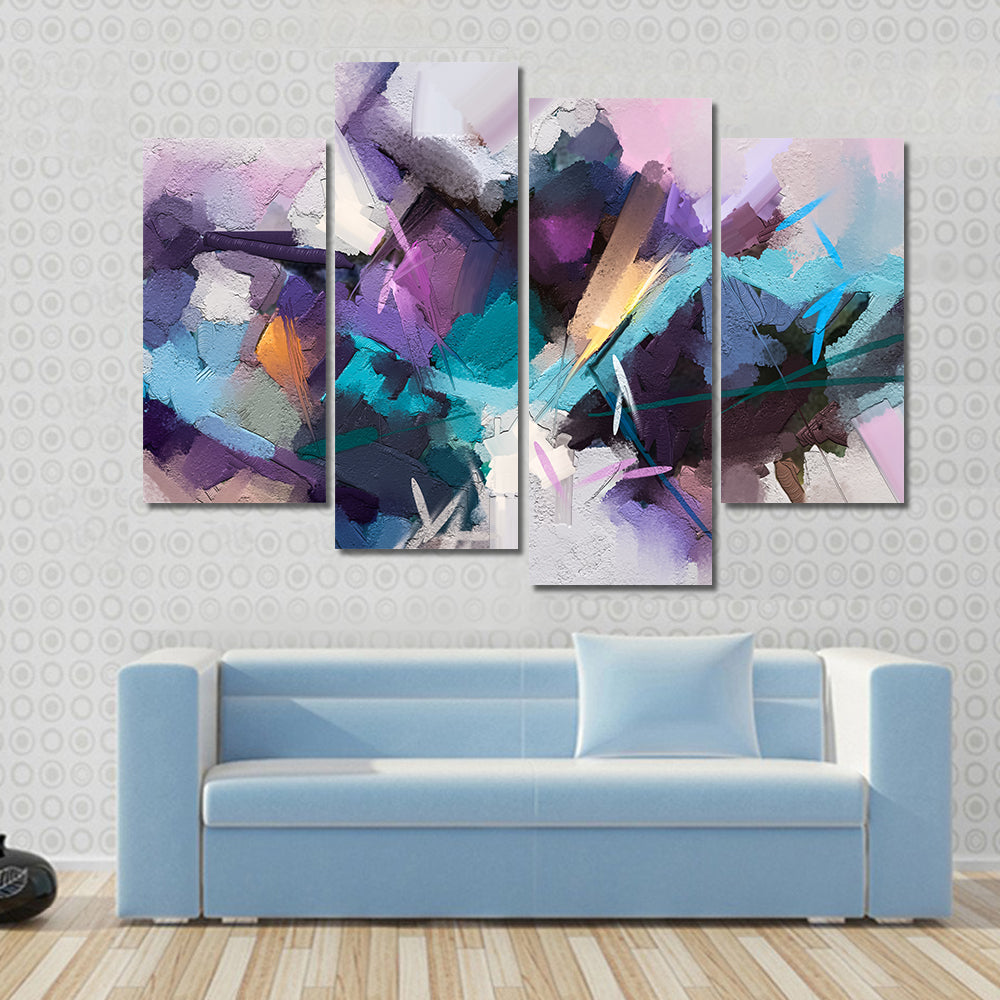 Textured Purple Geometric Abstract Canvas Wall Art