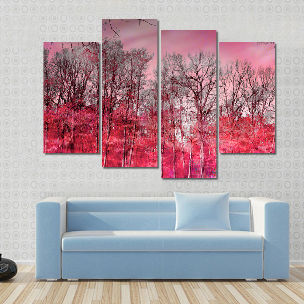 Surreal Pink Winter Forest Canvas Wall Art