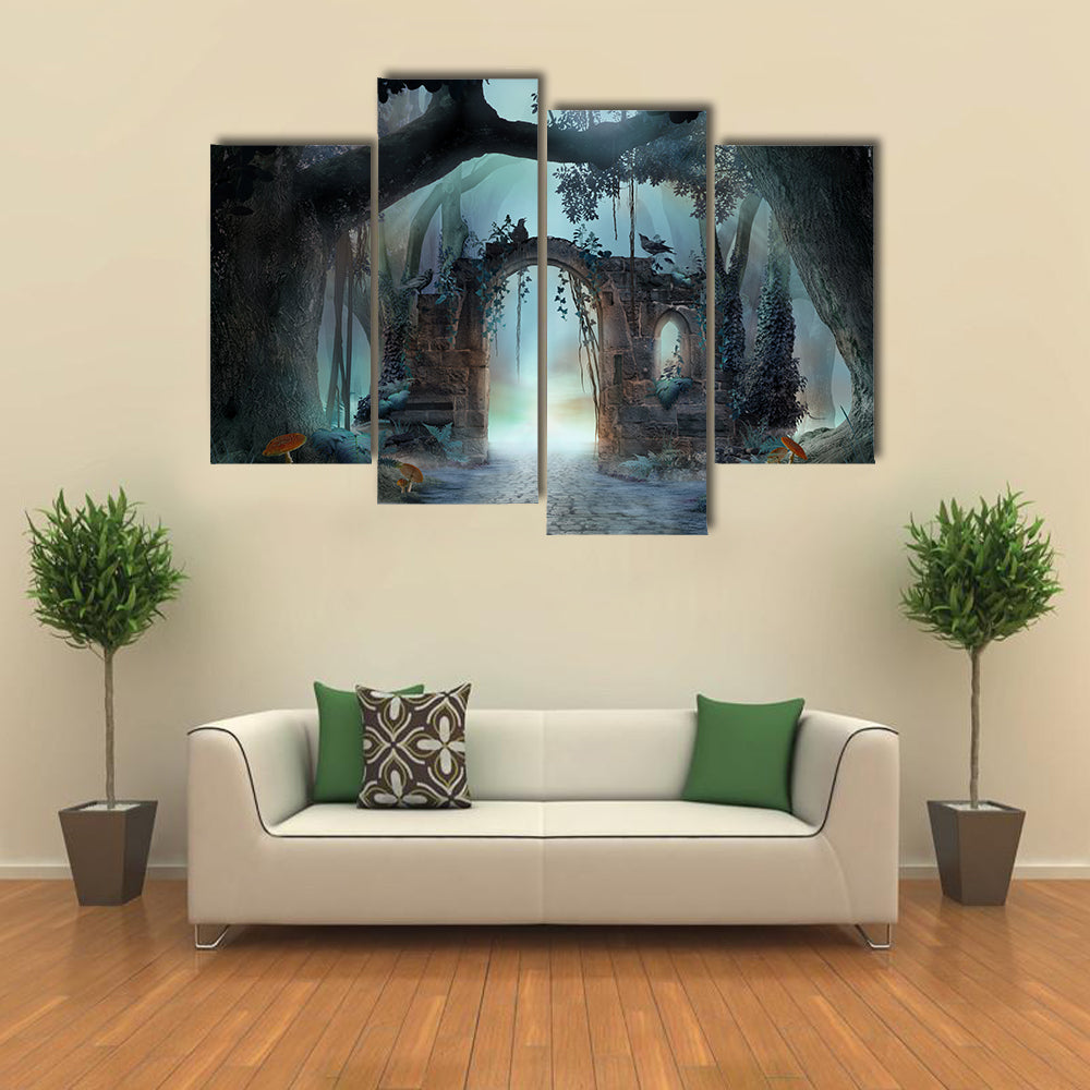 Archway In An Enchanted Fairy Forest Canvas Wall Art