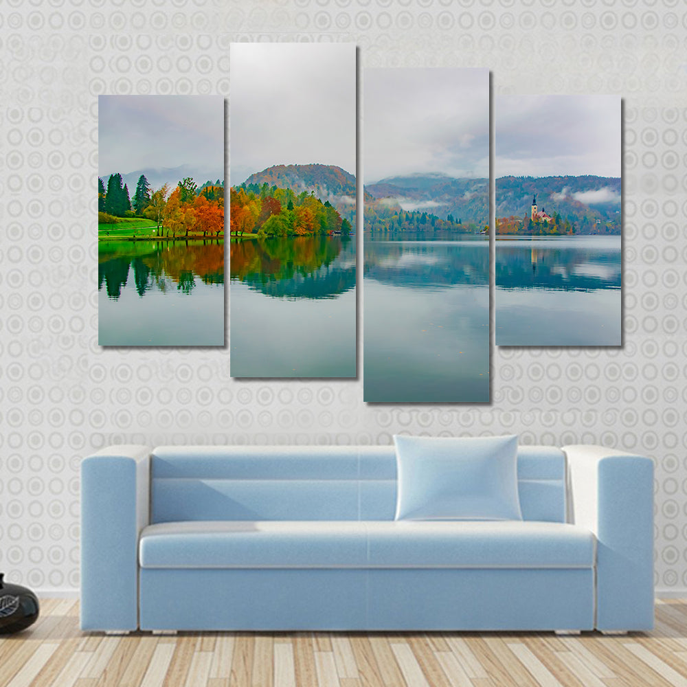 Autumn at Bled Lake, Slovenia Canvas Wall Art