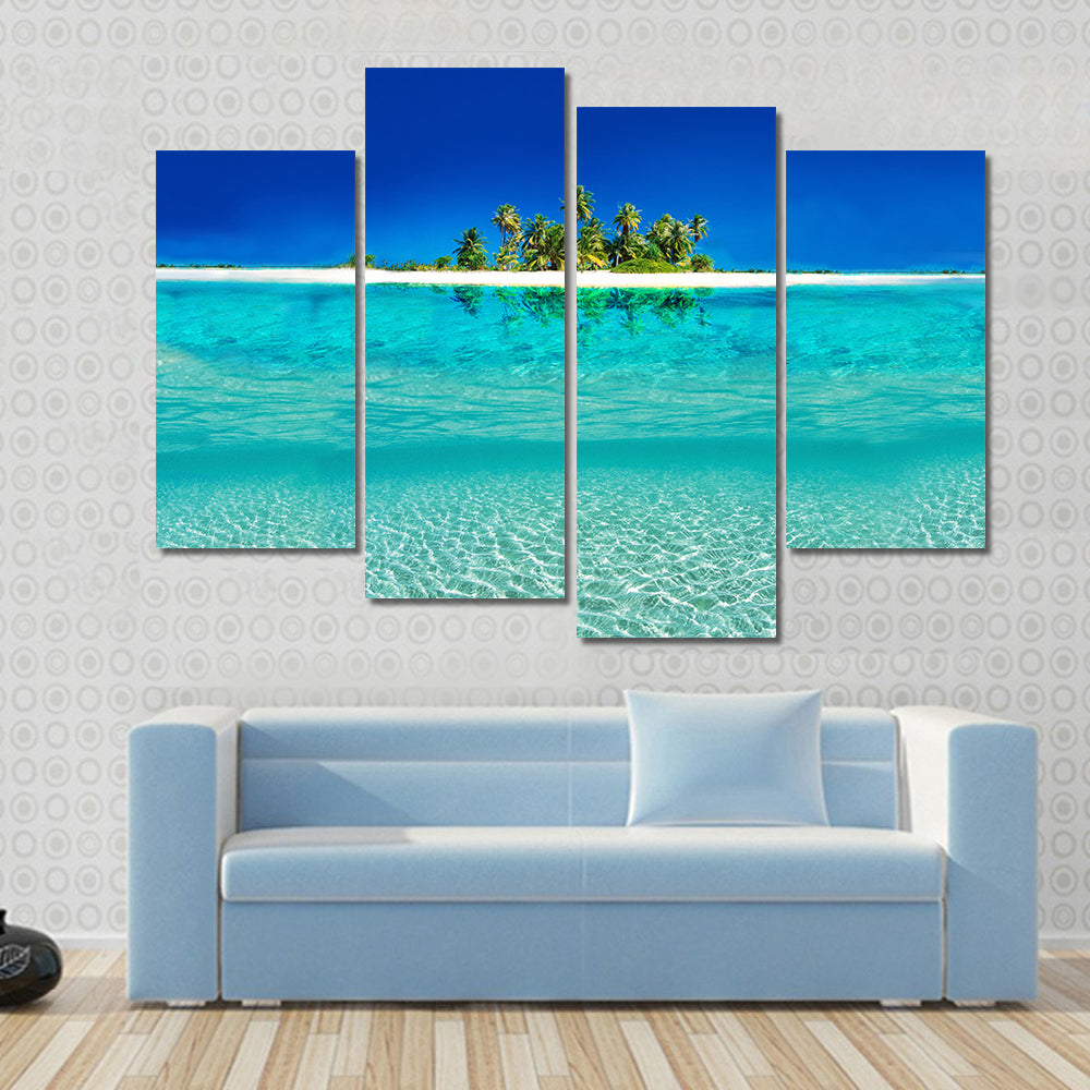Tropical Island Reflection on the Sea Canvas Wall Art
