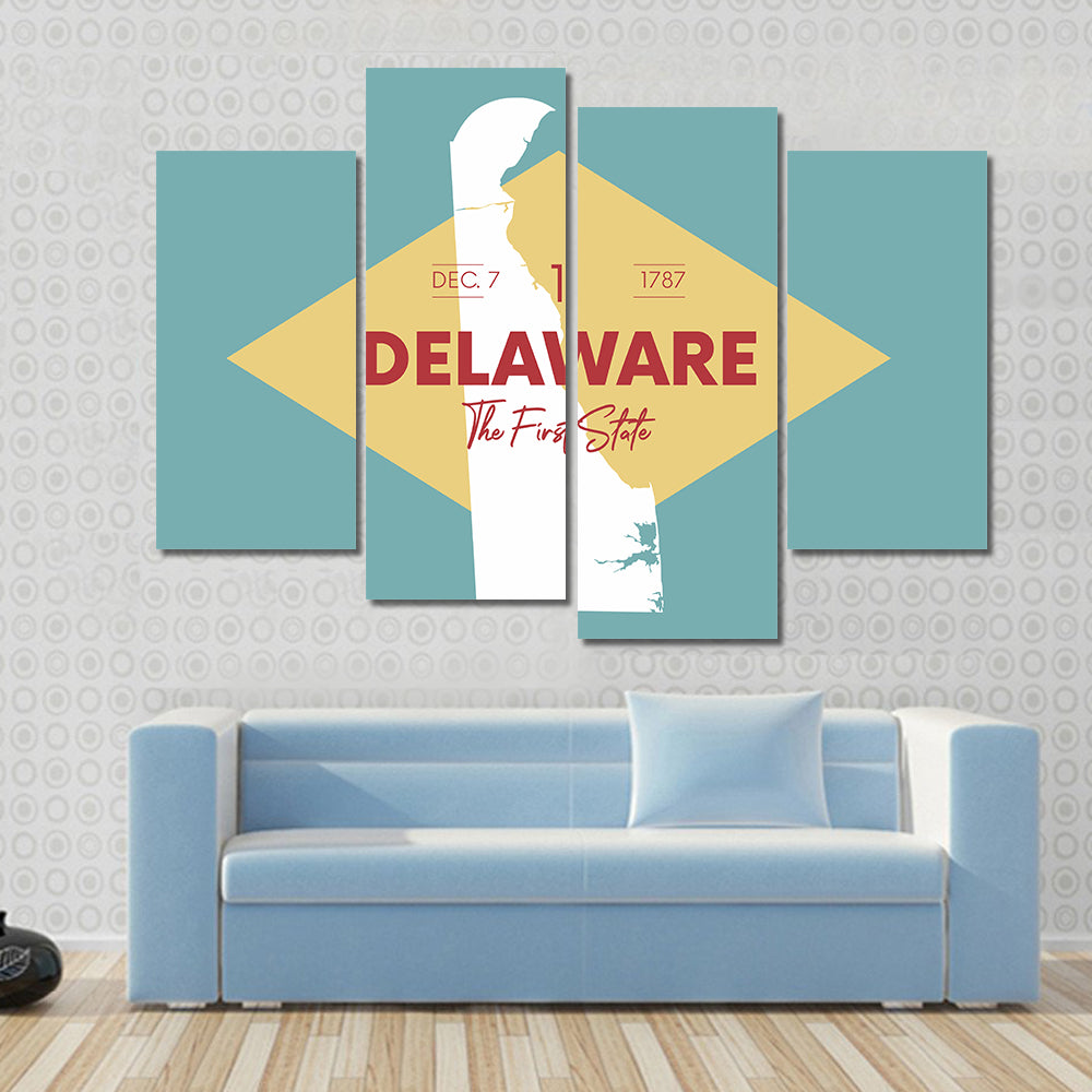 Vintage Delaware Map Canvas Wall Art