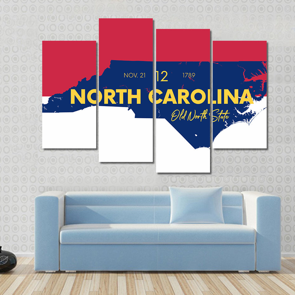 North Carolina State Map Canvas Wall Art