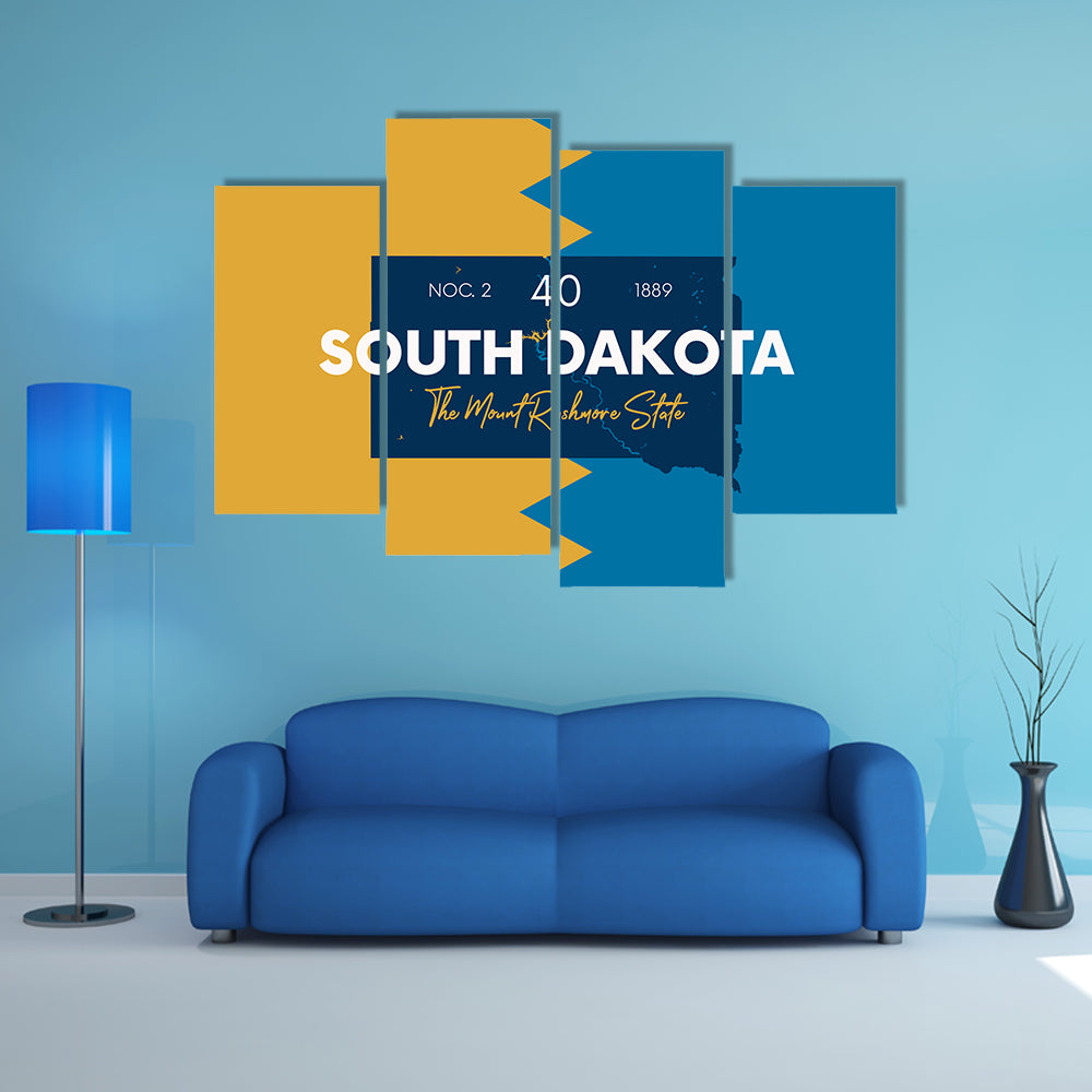 South Dakota State Map Canvas Wall Art