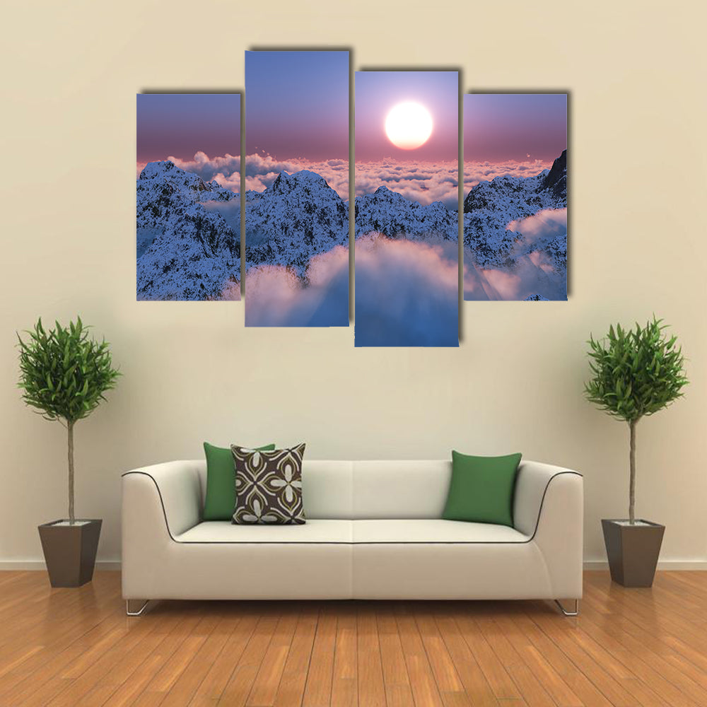 Scenic Mountain Sunset Canvas Wall Art