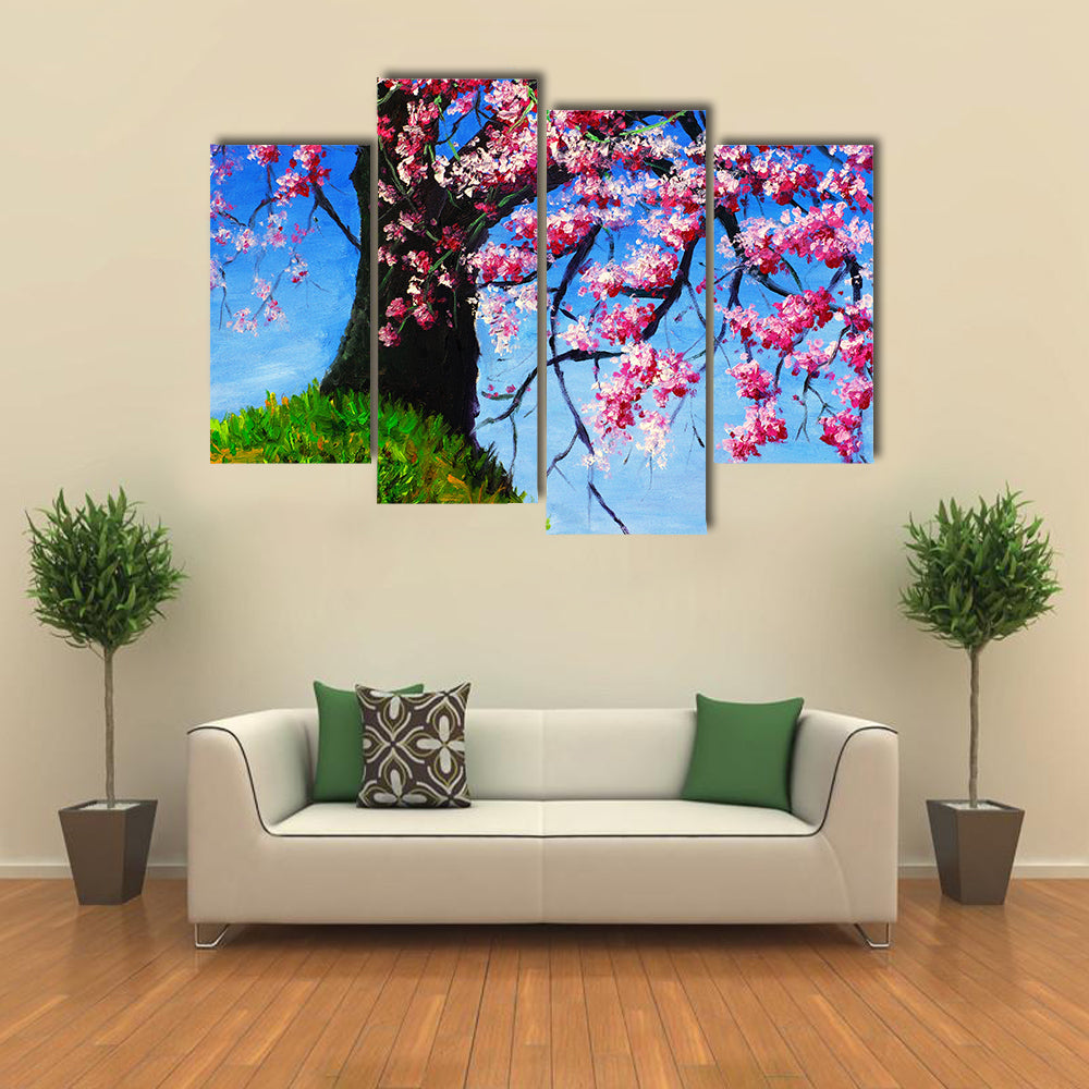 Impasto Cherry Blossom Tree Painting Canvas Wall Art