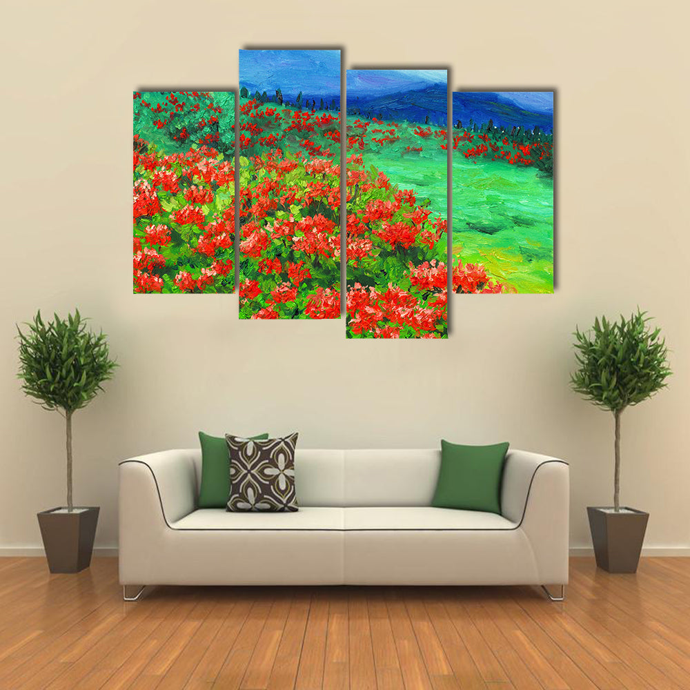 Oil Painted Wildflower Field Canvas Wall Art
