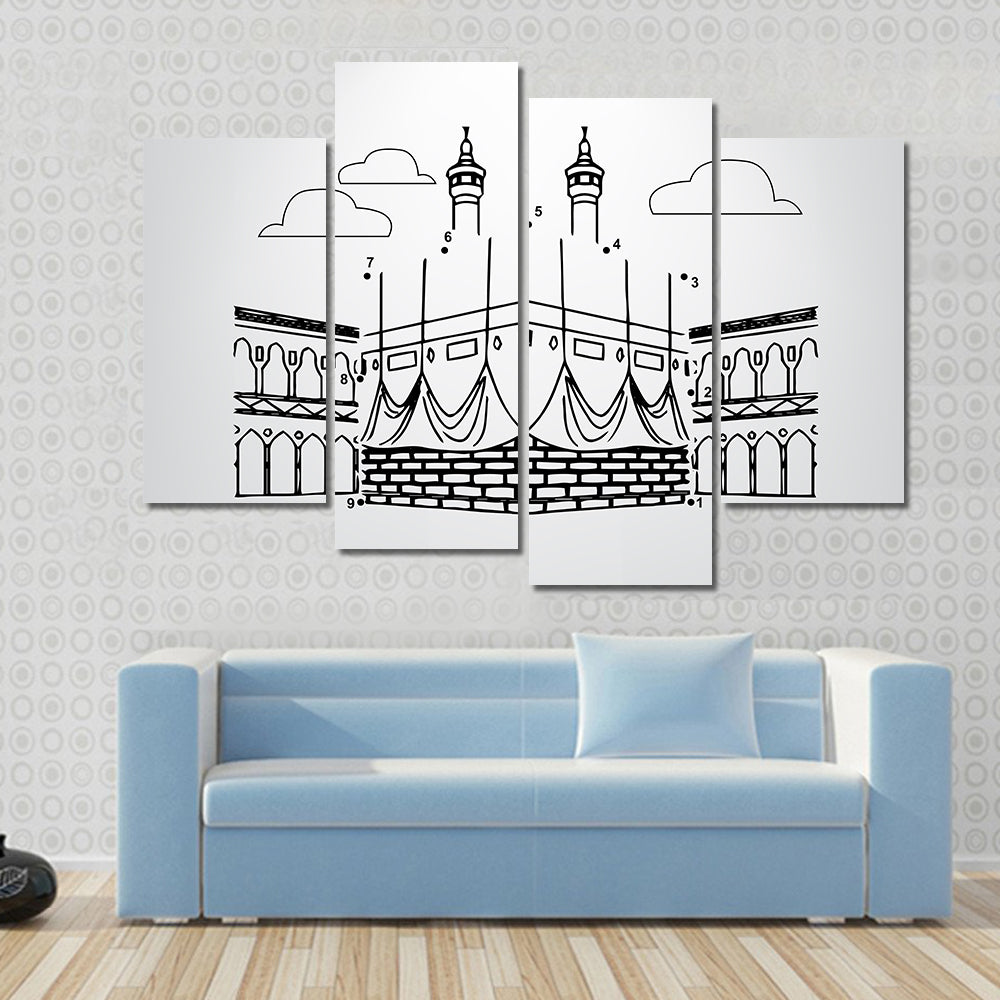 Kaaba Numbered Dot Puzzle Illustration Canvas Wall Art