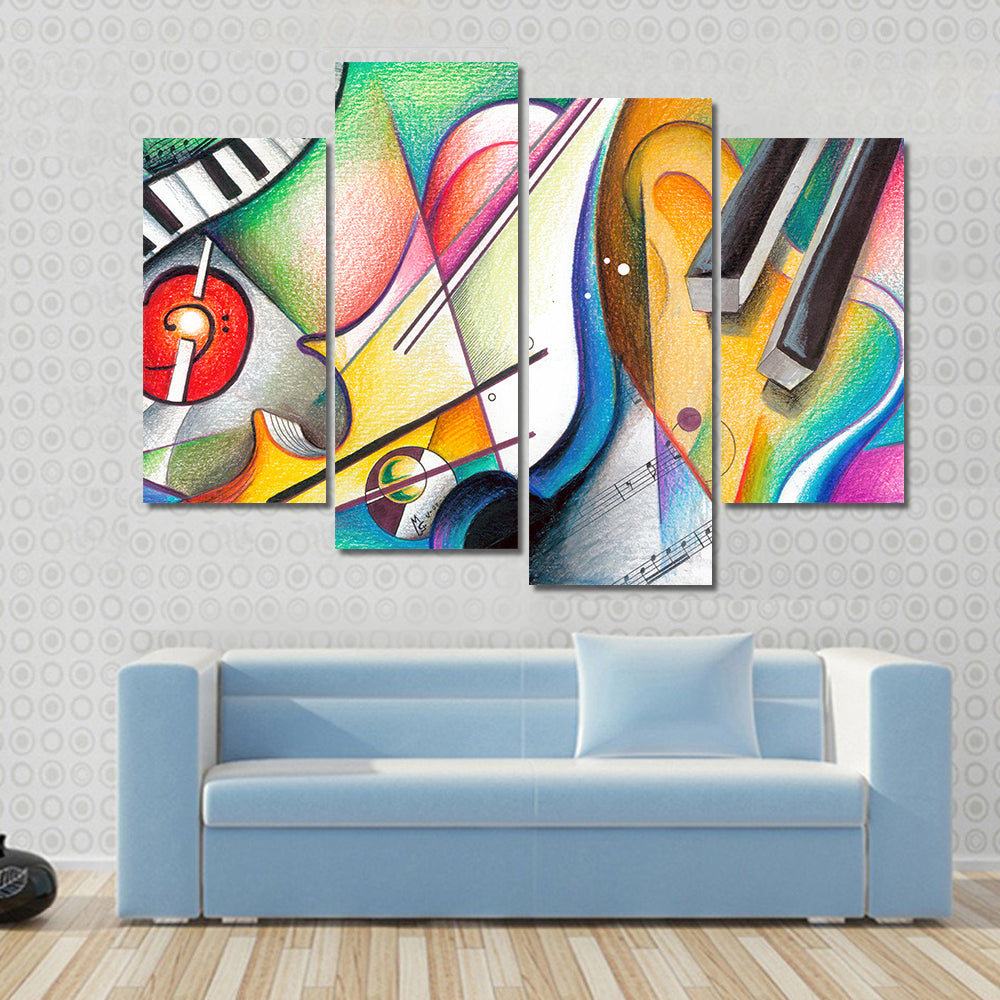 Hand-drawn Musical Abstraction Canvas Wall Art