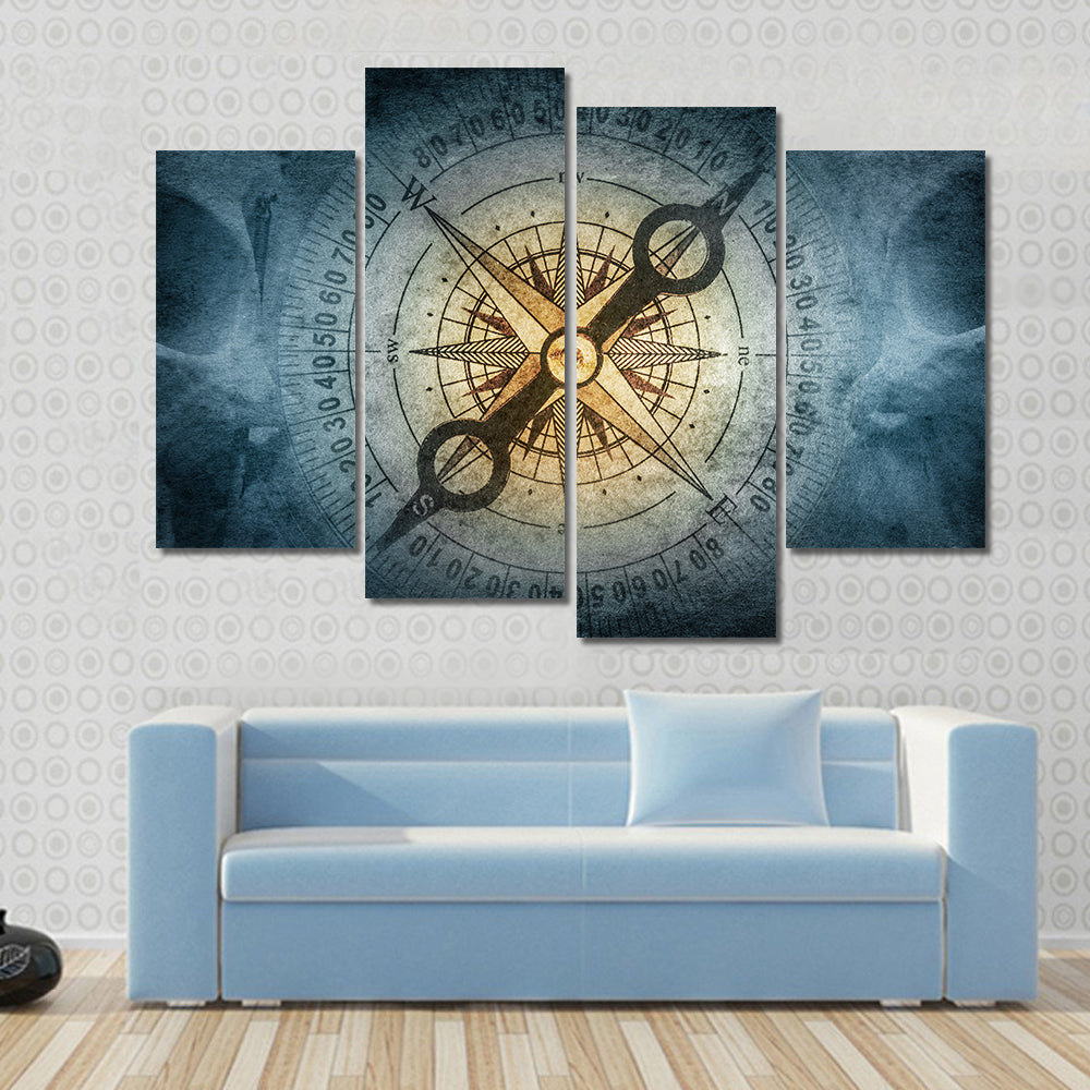 Sailor Skull with Vintage Compass Canvas Wall Art