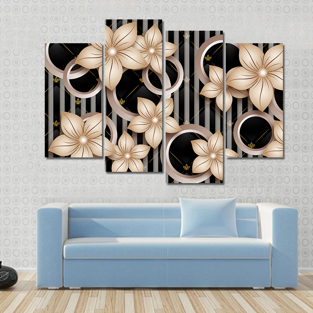 Modern Abstract Floral with Gold Accents Canvas Wall Art