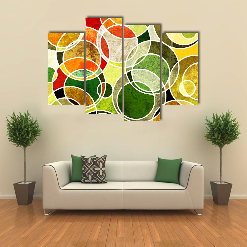 Abstract Overlapping Geometric Circles Canvas Wall Art