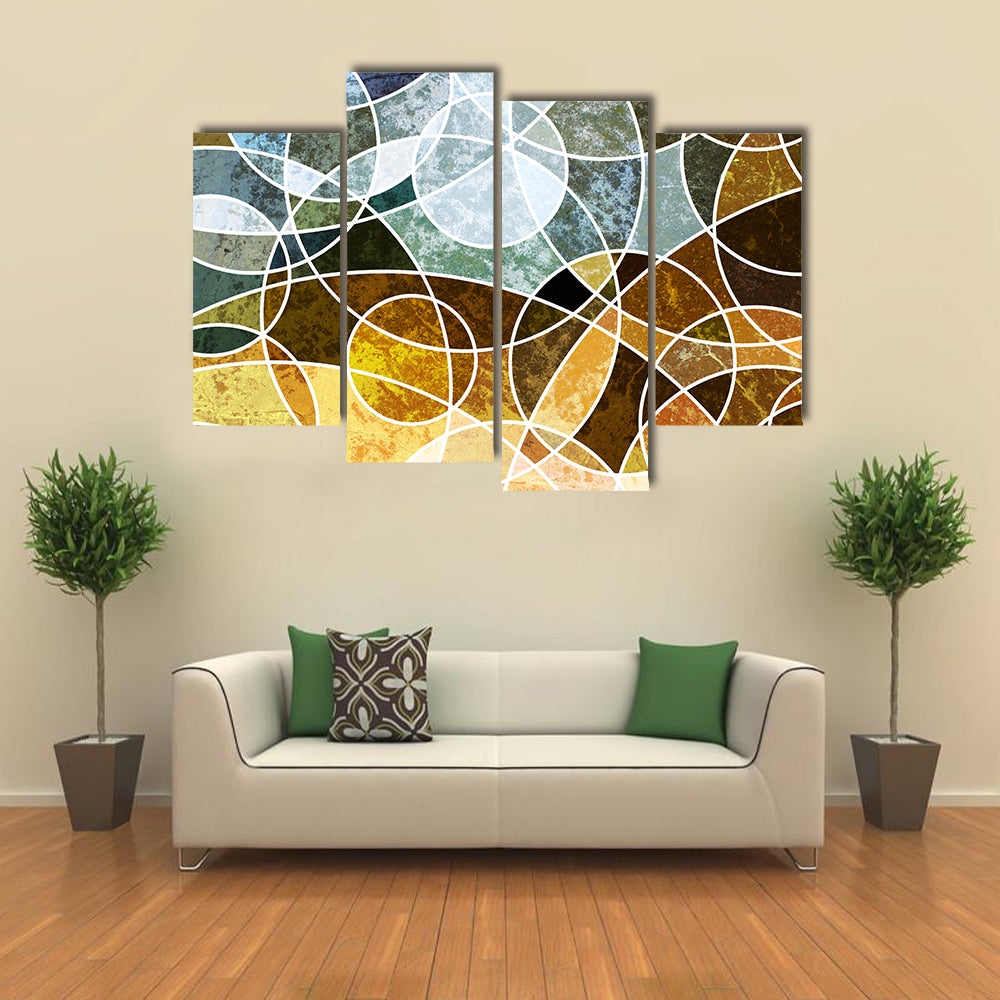 Abstract Geometric Circles in Blue and Green Canvas Wall Art