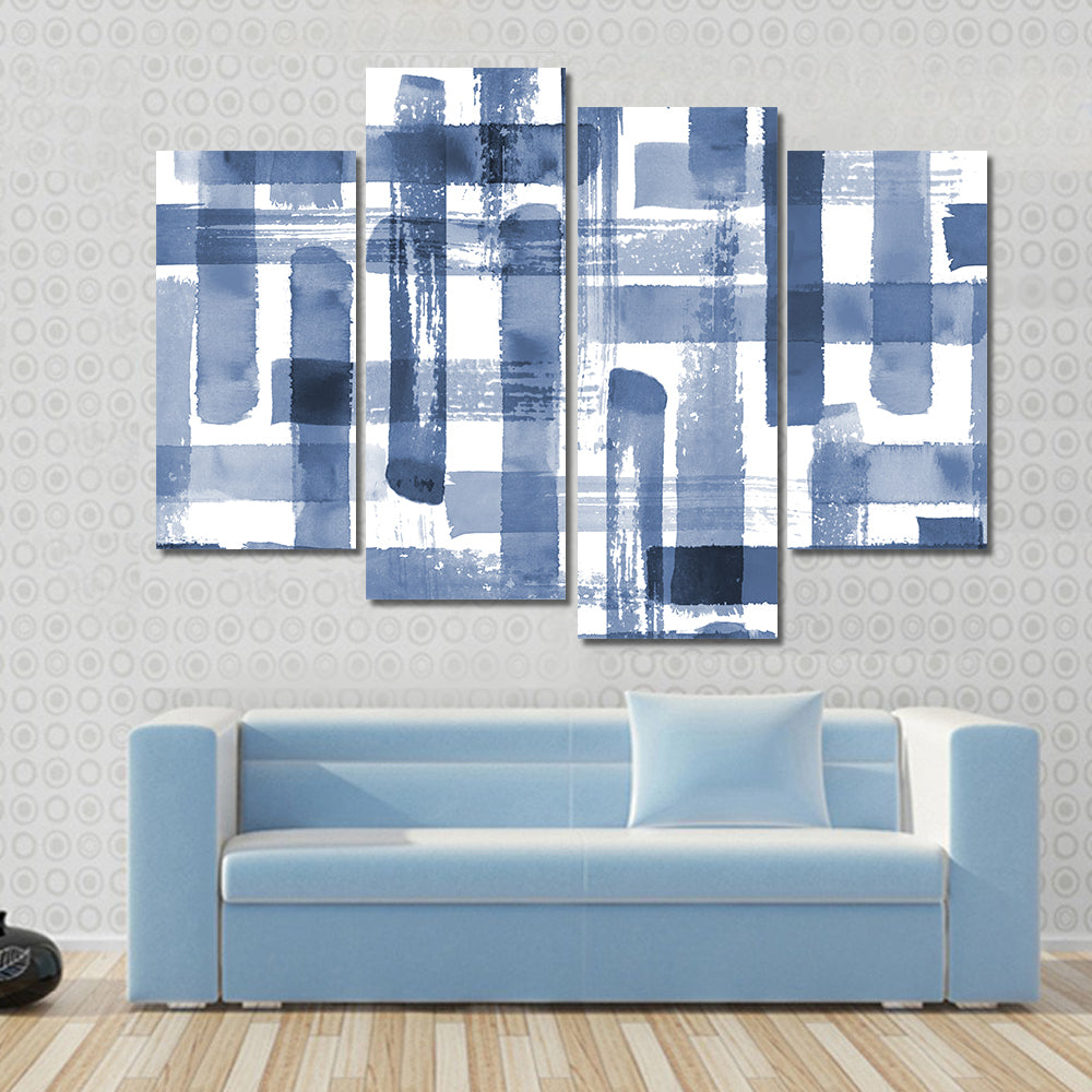 Blue Grunge Cross Geometric Shapes Canvas Wall Art