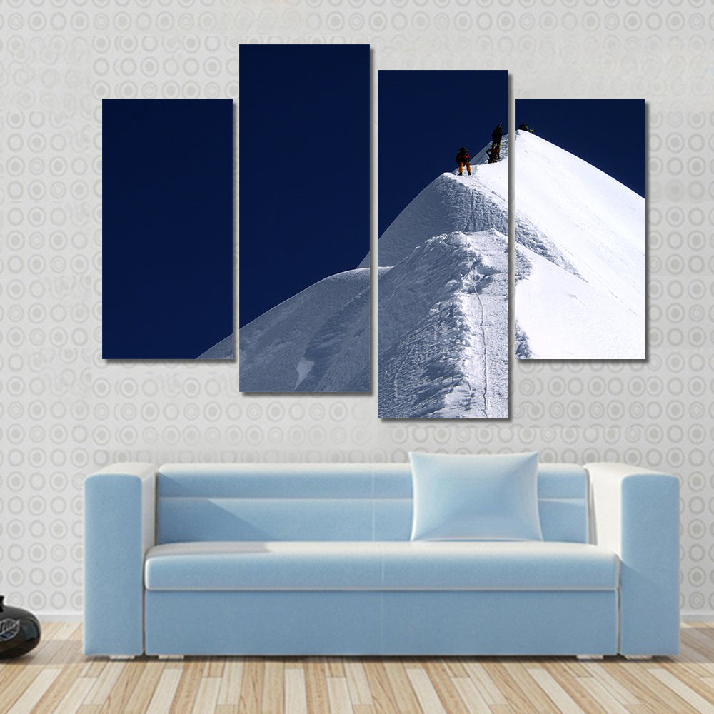 Climbers on Nepal Mountain Peak Canvas Wall Art